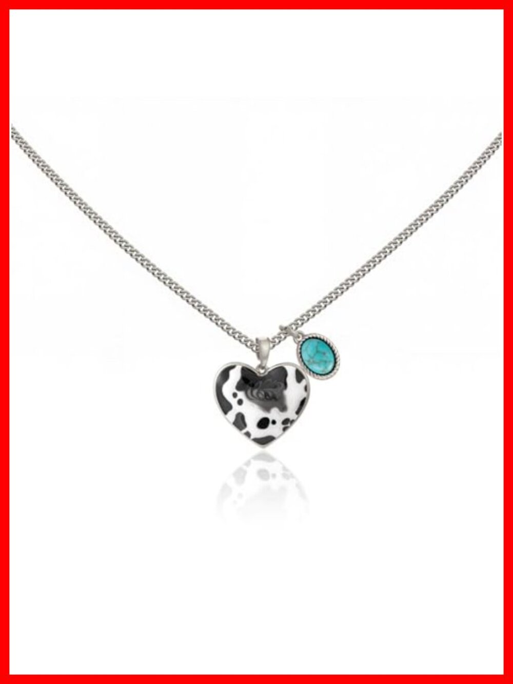 Gold Plated Turquoise Heart Pendant Necklace Western Cowgirl Jewelry